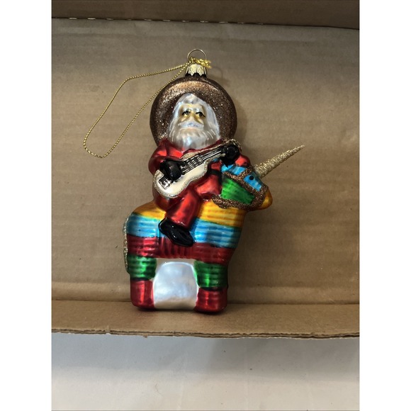 Old World Christmas Other - New Papa Noel Glass Christmas‎ Ornament Hispanic Mexican Santa Musician Pinata
